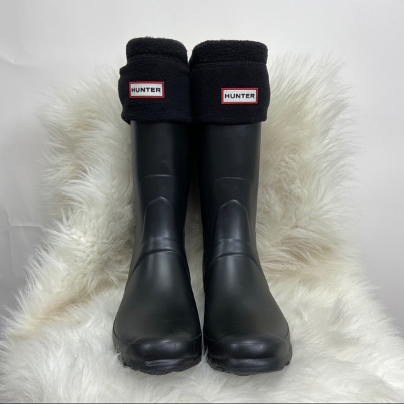 Hunter Shoes - Hunter flat black boots with black inserts. 11
